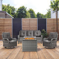 4 Piece Patio Furniture-with 50,000 BTU Gas Propane Fire Pit Table Outdoor Patio Furniture with Swivel Rocker Chairs,Outdoor Couch