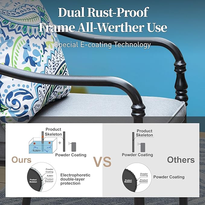 Patio Table and Chairs Set of 6, All-Weather Breathable Metal Mesh Patio Chair with Gourd-Shaped Armrests, 60x38 Wood-Like Table with Umbrella Hole, 7 Pcs Metal Frame Patio Dining Set