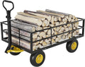 1400LB Capacity Garden Cart, 3-in-1 Heavy Duty Utility Wagon with 13" All-Terrain Tires, Removable Mesh Sides & 180° Swivel Handle - Outdoor Yard Cart for Gardening, Farming, Patio Use