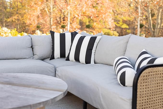 RSH DECOR: Sunbrella Pillow Covers Set of 4 | Covers Only - 20" x 12" | Outdoor Lumbar Pillow Covers Crafted with Sunbrella Performance Fabric | Maxim Heather Beige