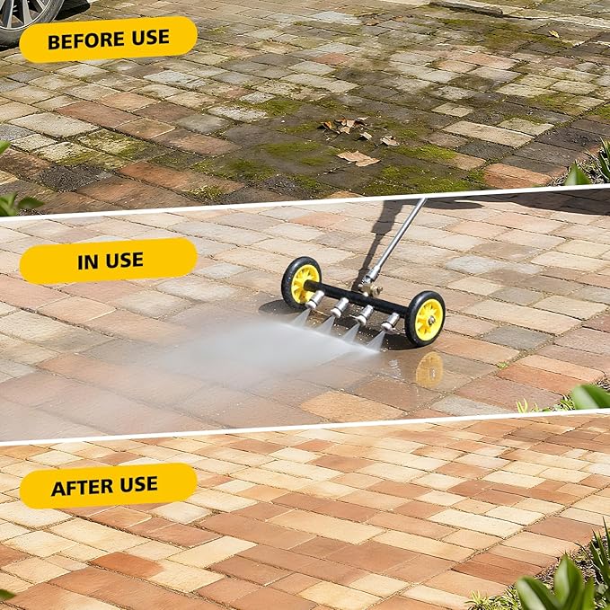 JANZ 16'' Pressure Washer Undercarriage Cleaner and Water Broom Attachment - 4000PSI, 1/4'' Connector - for Electric and Gas Power Washers with 8 replaceable nozzles