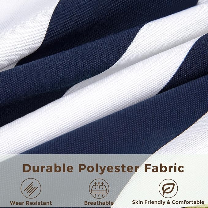 Throw Pillow Covers Set of 2, Outdoor Indoor Waterproof Decorative Patio Throw Pillowcase Shell 18x18 Inch, Square Cushion Case for Couch Sofa Garden Farmhouse Decoration-Navy White Stripe