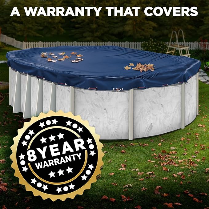 12 x 20 ft Oval Pool Covers for Above Ground Pools, Oval Winter Pool Cover, Swimming Pool Cover, 12x20 Pool Cover, Keeps Out Debris, Cold and UV Resistant, Supreme Mesh, Navy Blue