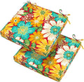 Magpie Fabrics Indoor Outdoor Waterproof Square Chair Cushion, 18" x 18" x 2.5", 2 Pack, Water Resistant Seat Cushions, for Patio Garden Office, Ambry Red Hibiscus