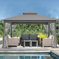 EAGLE PEAK Patio Gazebo with Mesh Netting 13x11 at Top 12x10 Footprint, Soft Top Outdoor Pavilion for Backyard, Deck, Lawn and Garden, Gray