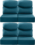 Luxury 22x24/22x25 6-Inch Smile Patio Dining Chair Cushions Set of 4 - Heavy Duty Water Slashproof Outdoor Seat Cushion for Outside Furniture Glider Loveseat L-Shape Sofa - Peacock Blue