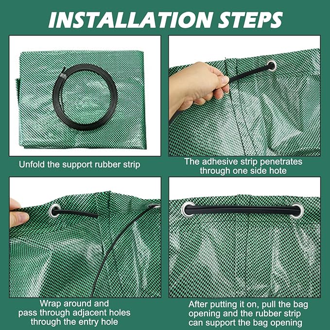 Reusable Yard Waste Bags, 72 Gallon Lawn and Leaf Bags, 6 Pack Garden Weed Heavy Duty with 4 Handles Standable&Collapsible Outdoor Trash Bags, Camping Yard Recycling Bags with 2 Pair of Gloves