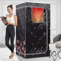 Smartmak Portable Far Infrared Sauna, Full Size Indoor Sauna Tent, Personal Infrared Sauna Spa for Home, with Heated Footpad and Reinforced Chair (Gray, 33.88" x 33.88" x 66.59")