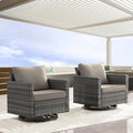 Luxury Outdoor Swivel Rocker Patio Chairs Set of 2, Swivel Patio Chairs for Porch, Yard, Deck, Poolside, Grey/Grey