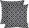 RSH Décor: Set of 2 Square Throw Pillows | Indoor/Outdoor All Weather Polyester Fabric | Decorative Accent Pillows for Patio Furniture | Reversible | 17" x 17" | Matte Black Geometric