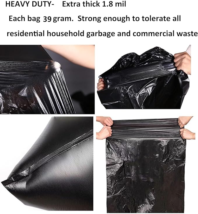 45 Gallon Trash Bags 1.8 Mil -39.3''x47.2'' Pack of 50 Thick Large Heavy Duty Multi-Use Garbage Bags Extra Large Strong Trash Can Liners for Office, Picnic,Kitchen, Bulk Bags (45 Gallon 50 Count)