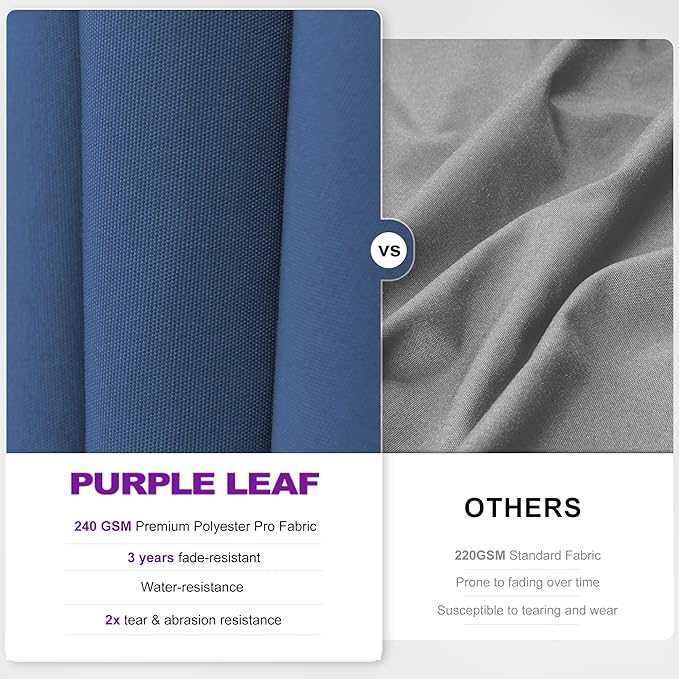 PURPLE LEAF 10' X 10' Left-right Tilting Outdoor Patio Umbrella Swivel Offset Cantilever Heavy Duty Rectangle Aluminum Umbrella with UV Resistant for Deck Pool Patio Backyard, Ocean Slate
