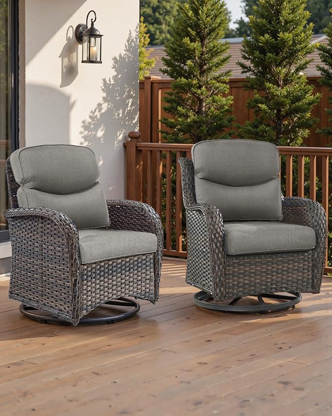 Pop 22x25/22x24 Outdoor Cushions for Patio Couch Chairs Set of 3 - High Back Comfy Outside Seat Cushions for Lawn Wicker Dining Rocker Glider Loveseat 3-Seater Sectional Sofa - Grey/Smile