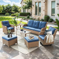 7 Piece Patio Furniture-All-Weather PE Wicker Outdoor Patio Furniture with Swivel Rocker Chairs,Outdoor Couch with Ottomans,Outdoor Furniture Set with Tables,