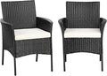 HAPPYGRILL 2 Pieces Patio Chairs Set Outdoor Rattan Wicker Single Armchair PE Furniture Sofa Set with Cushions