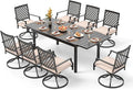 PHI VILLA 9 Pieces Outdoor Dining Set, Expandable Metal Table (64"-82") and 8 Swivel Dining Chairs – Perfect for Patio, Garden, Deck, Porch, and Yard, 9PCS Outdoor Dining Set Style 2