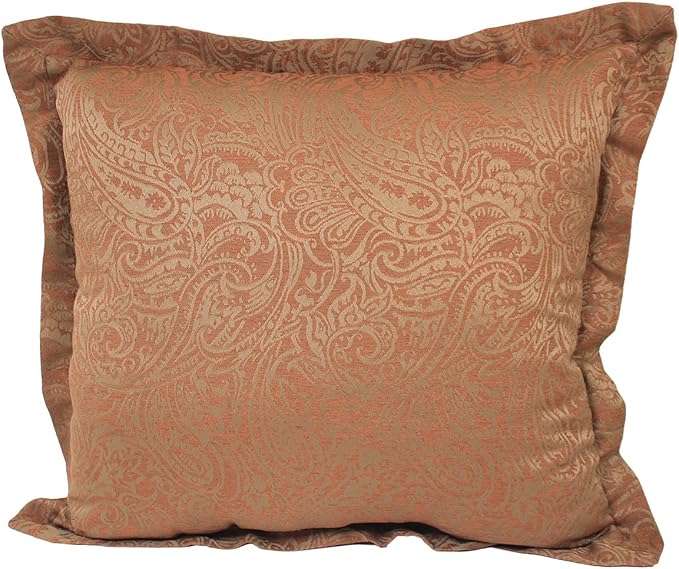 Comfort Classics Set of 2 Outdoor Patio Pillow Back with Flange 21" L x 24" W x 5.5" H. Polyester Fabric Paisley Rust Inc.