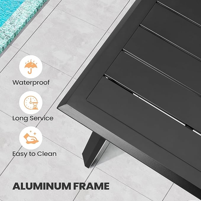 Outdoor Patio Dining Table for 8-10, 94 Inch Aluminum Table with Umbrella Hole, All-Weather Deck & Backyard Furniture