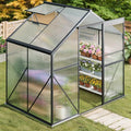 Gizoon 6x4 FT Outdoor Greenhouse, Quick Setup Polycarbonate Greenhouse with Adjustable Roof Vent and Sliding Door, Aluminum Walk-in Greenhouses for Outside Backyard Gardening (Black, 6X4FT)