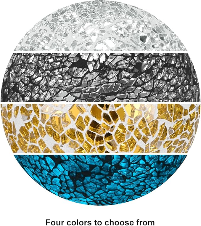 Decorative Ball for Bowls, 3 Inch Mosaic Glass Balls Decorative Glass Orbs for Home Decor/Dining Tables/Wedding Party/Coffee Table/Centerpiece Decor [Silver]