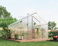 8x10 ft Greenhouse for Outdoors, Polycarbonate Greenhouse with Roof Vent, Ground Nails, Lockable Push Door, Aluminum Large Walk-in Green House for Outside Garden Backyard, Patio, Lawn, Silver