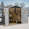 DWVO 6x4ft Metal Outdoor Storage Shed with Window, Lockable Tool Storage Sheds, Steel Garden Sheds with Sloped Roof for Backyard, Patio, Garage, Lawn, Gray + White