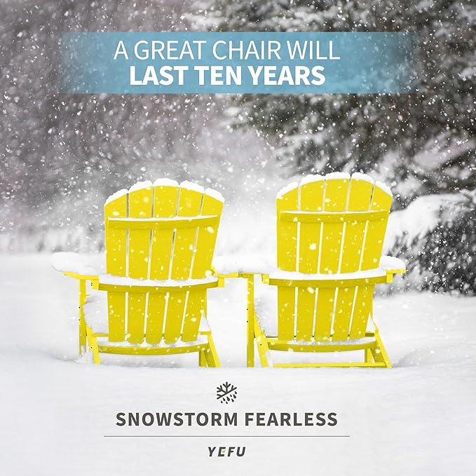 YEFU Adirondack Chairs Set of 8: Plastic Adirondack Chairs - Patio Chairs with Wood Texture - Outdoor Chair HIPS - Lawn Fire Pit Deck Porch Garden Chairs for Adults (Yellow)
