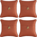 Outdoor Decorative Pillows with Coconut Button Pack of 4, 16" x 16" Outdoor Pillow Set for Couch Bed Throw Patio Sofa, Coral Red