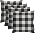 RSH DECOR: Square Throw Pillows Set of 4 | 24” x 24” | All-Weather Spun Fabric | Water and Fade-Resistant | Outdoor Accent Pillows for Patio Furniture | Black Buffalo Plaid