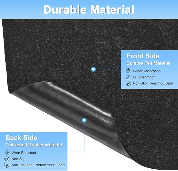 Outdoor Storage Shed Mat, 4 x 3 FT Garage Floor Mats with Reusable, Washable, Non Slip, Durable for Protects Garage Floors/Driveways/Entrance Doors/Deck [Gray]