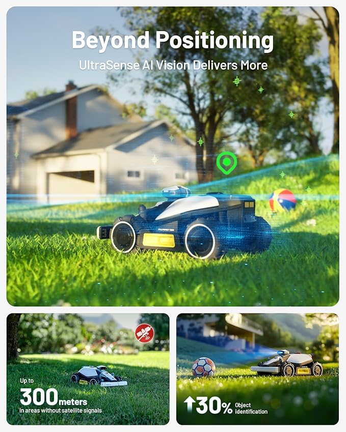 Mammotion LUBA mini AWD 1500H Robot Lawn Mower with 4G for 0.37 Acre, All-Wheel-Drive for 80% Slope, No Perimeter Wire, UltraSense AI Vision+RTK Auto-Mapping, Cutting Height 2.2"-4.0"