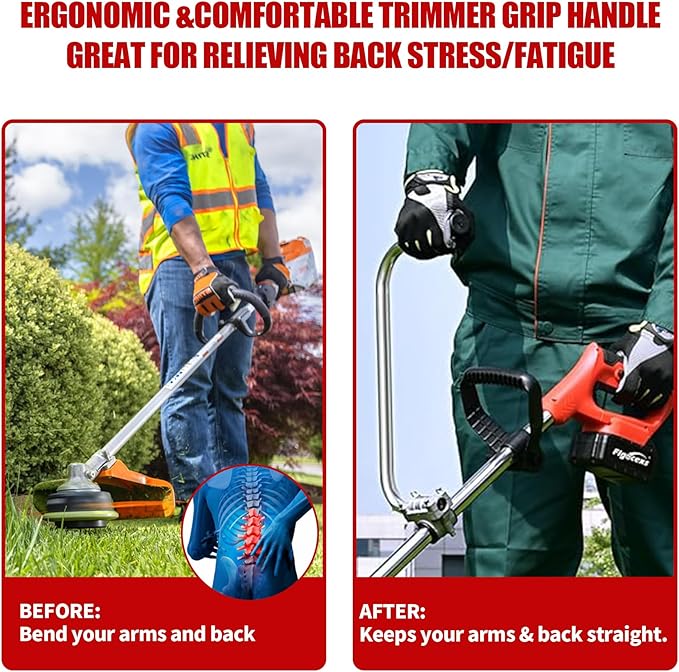 String Trimmers Handle with Shoulder Strap Harness, Weed Eater Handle Extension with Bracket Clamp, Ergonomic Trimmer Grip, Weed Wacker Attachments Aluminum Lawn Trimmer Grip for Landscaping,Lawn Care