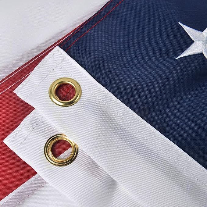American Flag 8x10 Ft, Large American Flags for Outside, US USA Flag, Vivid Color, Sewn Stripes, Brass Grommets, Embroidered Stars, Perfect for Indoor/Outdoor High Wind Use