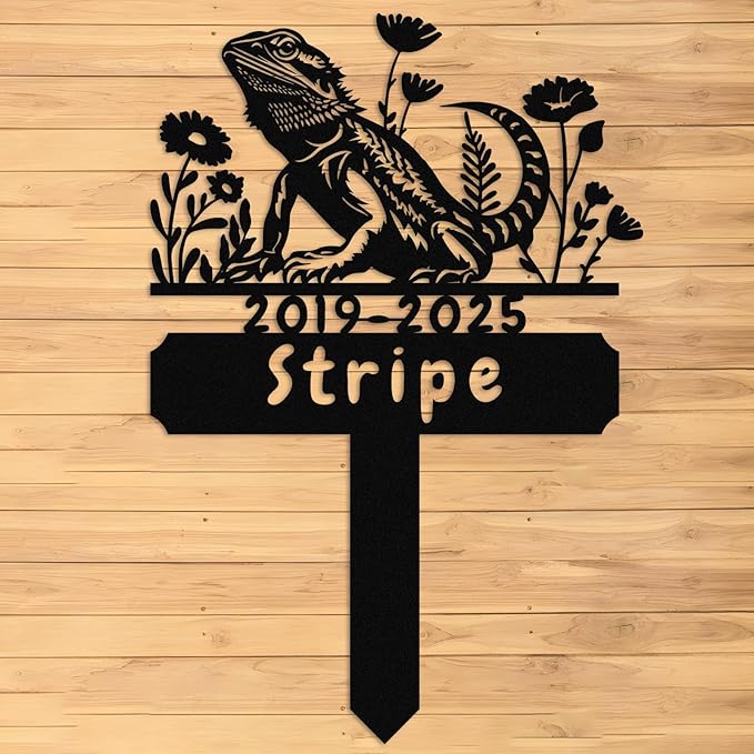 Custom Lizard Grave Marker,Personalized Pet Gecko Memorial Garden Stake,Pet Memorial Gift,Remembrance Stake,Loss of Lizard Gecko Iguana,Sympathy Sign Lizard 14inch