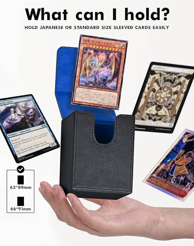 ZLCA Card Deck Box for MTG Yugioh TCG, Card Storage Box with Dividers Holds 100+ Sleeved Cards, Premium Card Deck Case Compatible with CCG Trading Cards (Black,Cthulhu)