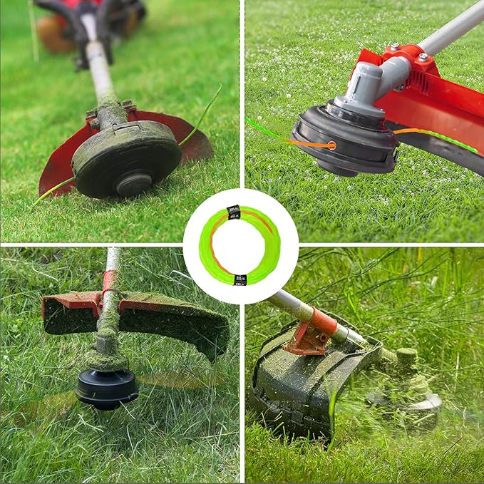 12 Pack String Trimmer Line Compatible with Ego String Trimmer 0.095" 168FT Weed Eater String Pre-Cut Dual Color Fast-Positioning Triangular Twisted Trimmer Line Universal Fit Weed Wacker String