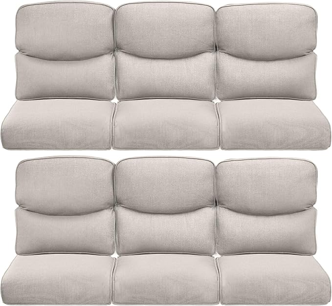 Pop 22x25/22x24 Outdoor Furniture Cushions Set of 6 - Comfortable Patio Chair Cushion for Rattan Wicker Dining Rocking Swivel Chairs Loveseat Couch L-Shape Sectional Sofa - Beige/Smile