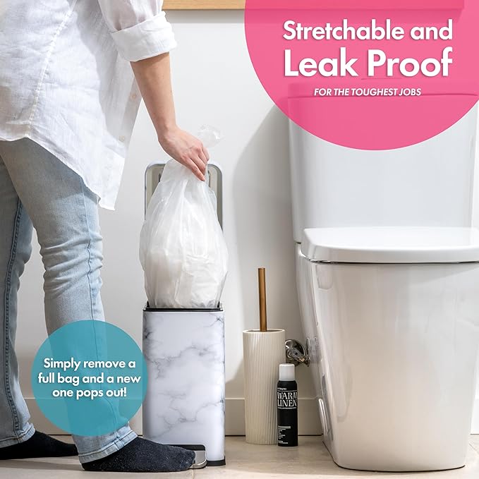 Trash Bags - Small Garbage Bags, Clear Trash Can Liners for Bathroom Bins, Bedroom, Office & Kitchen Waste, Multi-Purpose Household Wastebasket Cleaning Supplies - 2.6 Gallon, Pack of 3