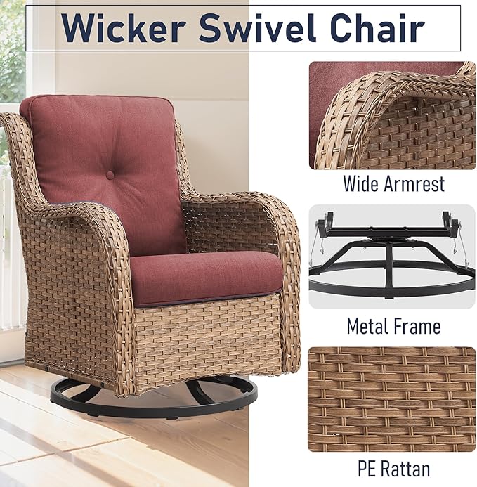 Swivel Rocker Patio Chairs：Patio Swivel Rocker Chairs Set of 2, Outdoor Swivel Rocker Patio Chairs