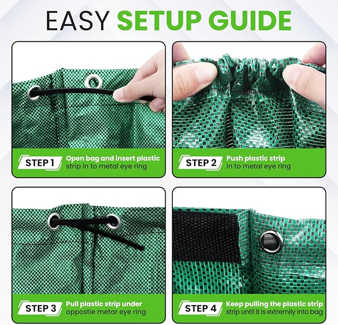 Gardenpal 3 Pack 132 Gallon Reusable Yard Waste Bag, Heavy Duty, Upright Lawn Bags with 4 Reinforced Handles (132 Gallon/3 Pack)