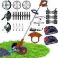 Weed Wacker Cordless Adjustable Weed Eaters 3 in 1 Electric String Trimmer Lawn with Two Battery with Charger Comes with Multiple Blades for Yard,Green,Garden(Coffee)