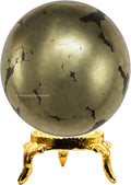 Amazing Gemstone Pyrite Crystal Ball with Stand - 2 Inches Crystal Sphere Meditation Balls for Witchcraft and Decorative Balls