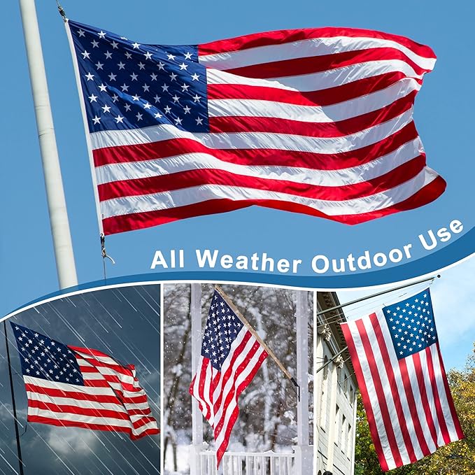 XIFAN Premium American Flag 8x12 Outdoor, Heavy Duty 420D Tough Polyester, Long Lasting US Flags for High Wind Outside with Embroidered Stars, Sewn Stripes, 3 Brass Grommets