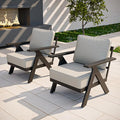 COOS BAY Iron Luxe Modern Outdoor Patio Chairs Set of 2, Lounge Accent Chairs for Backyard, Deck, Porch, Garden, Black/Beige