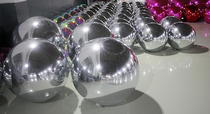 Generic Big Shiny Balls Giant Inflatable Mirror Balls for Events & Decor - Party, Advertising, Shows, Stage Decoration - Hanging & Standing-Various Sizes & Colors - Silver (2.0m/6.56ft)