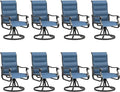UDPATIO Patio Swivel Dining Chairs Set of 8, Outdoor Dining Chairs High Back with Padded All Weather Breathable Textilene, Metal Rocking Frame for Lawn Garden Backyard, Navy