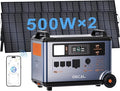 OSCAL Promax6000 Solar Generator with 2x500W Solar Panel,120V/240V Dual Voltage 6000W(Peak 7200w) Portable Power Station,3600WH Lifepo4 Battery 14 Outlets,2200W 1.96H Fast Charge,for Home Backup,RV.