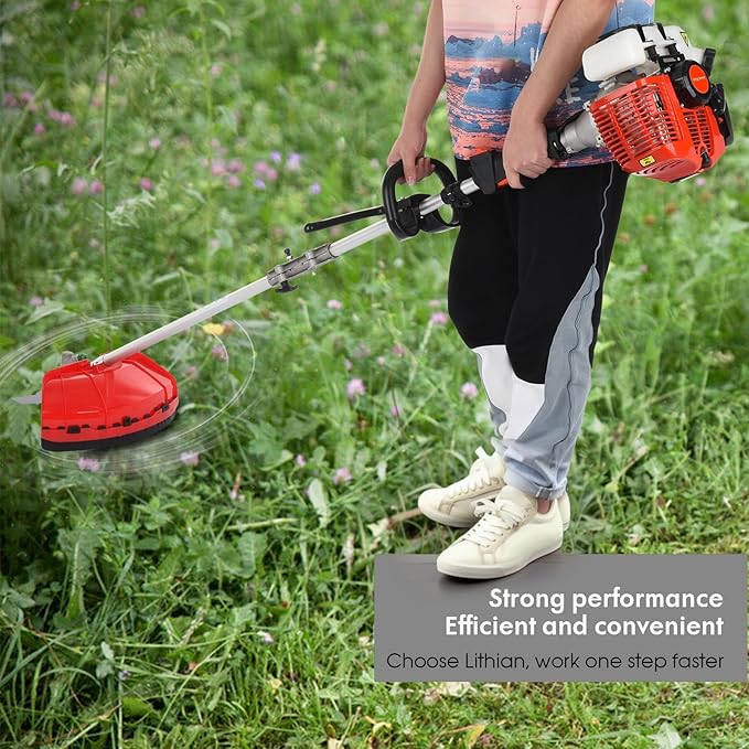 2025 Upgraded 5-in-1 Gas Weed Wacker - 52CC 2-Stroke Multi-Functional Weed Eater, Hedge Trimmers Eater Gas Powered, High Power Gas String Trimmer, Brush Cutter for Yard, Garden Red