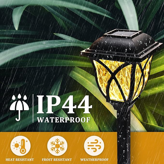 GIGALUMI Solar Lights Outdoor Waterproof, 6 Pack LED Solar Garden Lights, Outdoor Decorations, Garden Decor for Yard, Patio, Landscape, Planter, Walkway (Warm White)