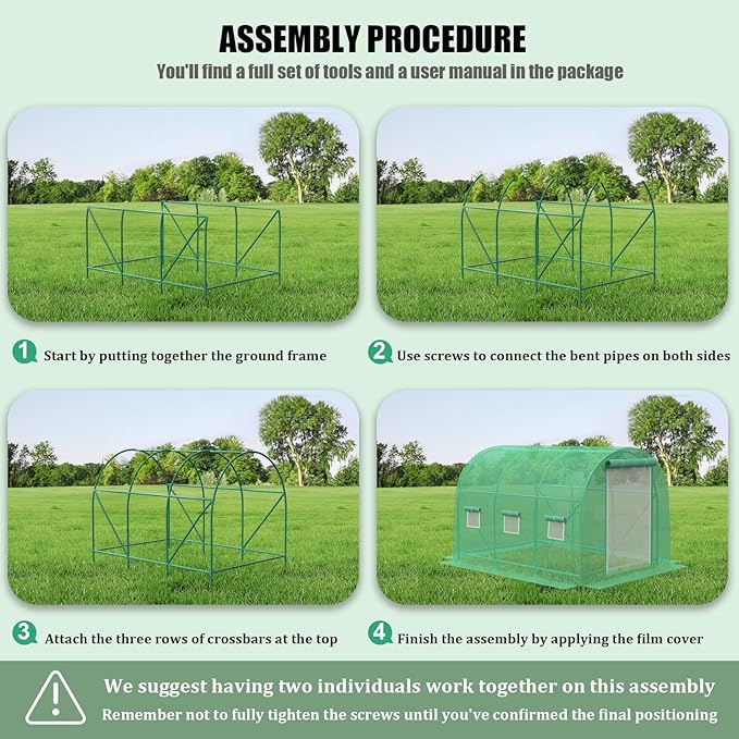 Walk-in Tunnel Greenhouse，Portable Plant Hot Housewith Dual Zippered Screen Doors & 6 Screen Windows Heavy Duty Plastic Plant Warm House with Reinforced Frame (10x7x7 FT)